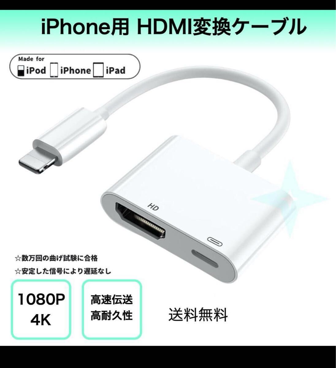 iPhone HDMI変換ケーブル ライトニング テレビ接続ケーブル _画像1