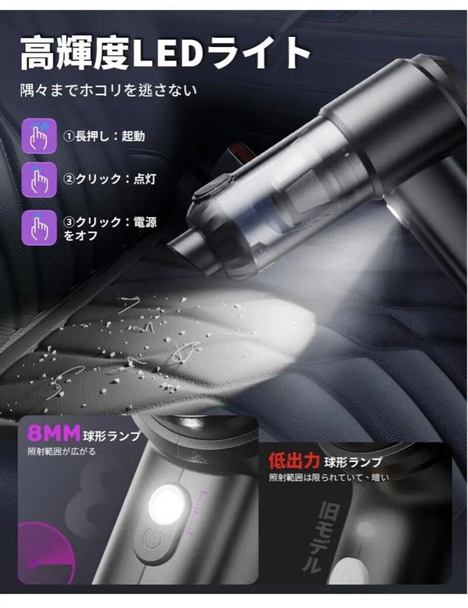 ハンディクリーナー コードレス 強力吸引力 【吹き飛ぶ/吸い込む/空気入れ/空気抜き】 車用掃除機 4WAY_画像5