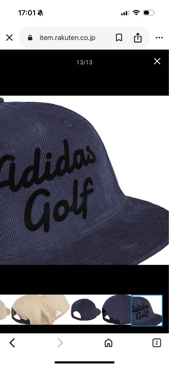 アディダスゴルフ 秋冬モデル メンズ コーデュロイ フラットビル キャップ MKO77 adidas golf ネイビー_画像9