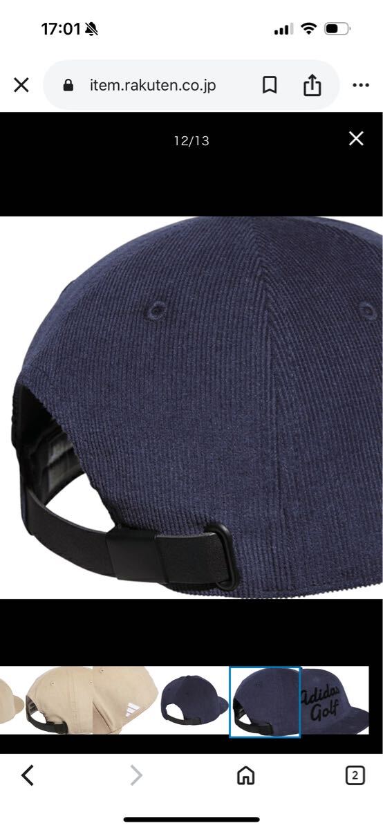 アディダスゴルフ 秋冬モデル メンズ コーデュロイ フラットビル キャップ MKO77 adidas golf ネイビー_画像10