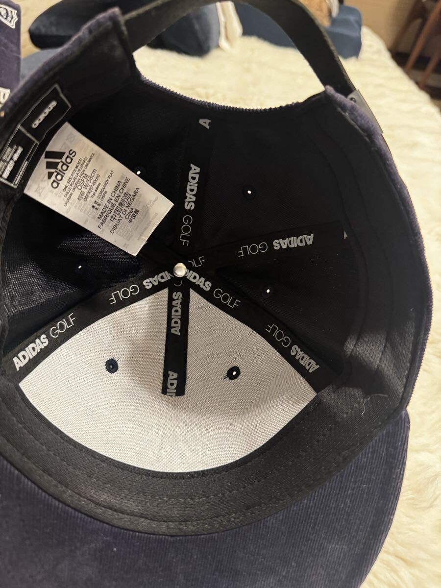 アディダスゴルフ 秋冬モデル メンズ コーデュロイ フラットビル キャップ MKO77 adidas golf ネイビー_画像7