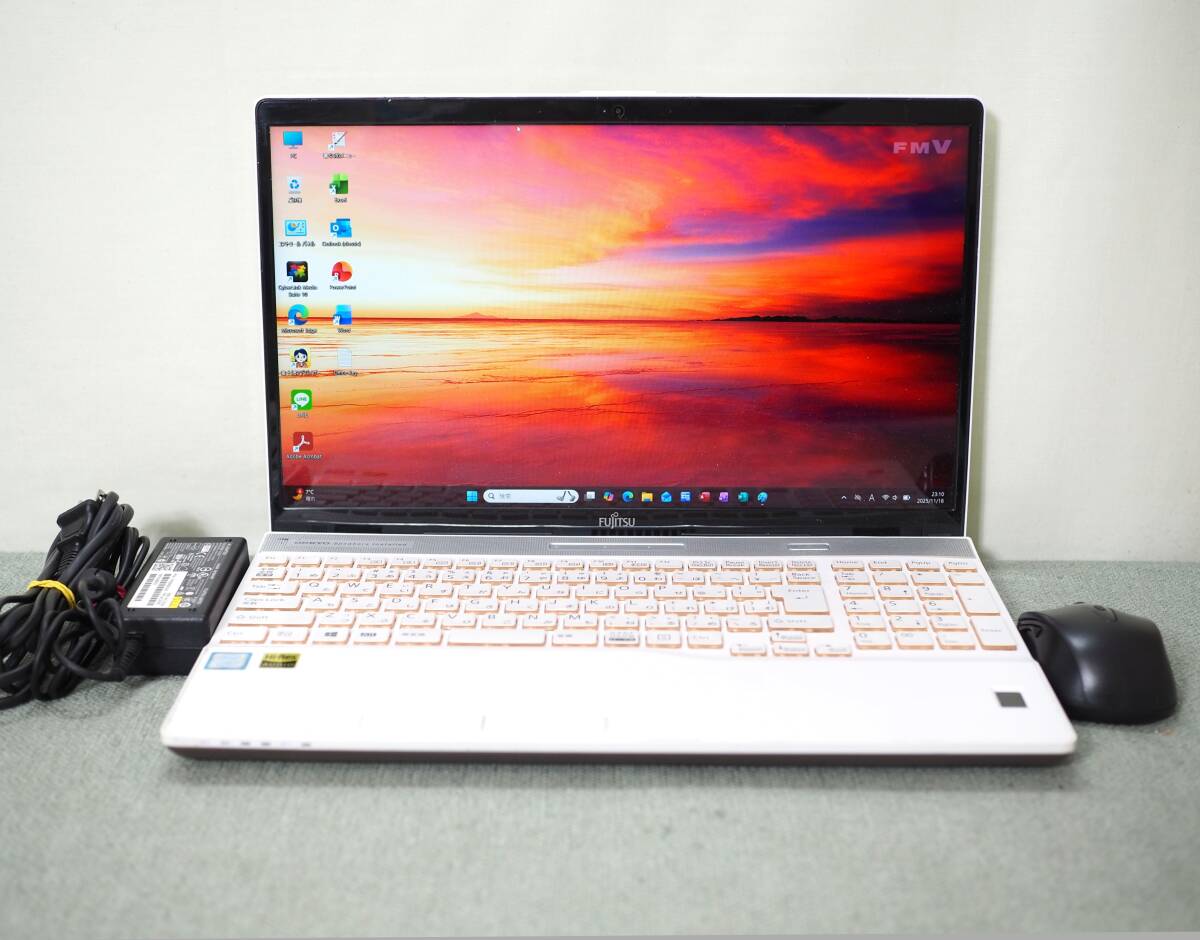 爆速！第8世代Core i7-8550U/8GB/SSD128GB+HDD1TB/Windows11/オフィス2021/ブルーレイ/Full HD/Type-C/ONKYOスピーカー//FMV-AH77/B3_画像2