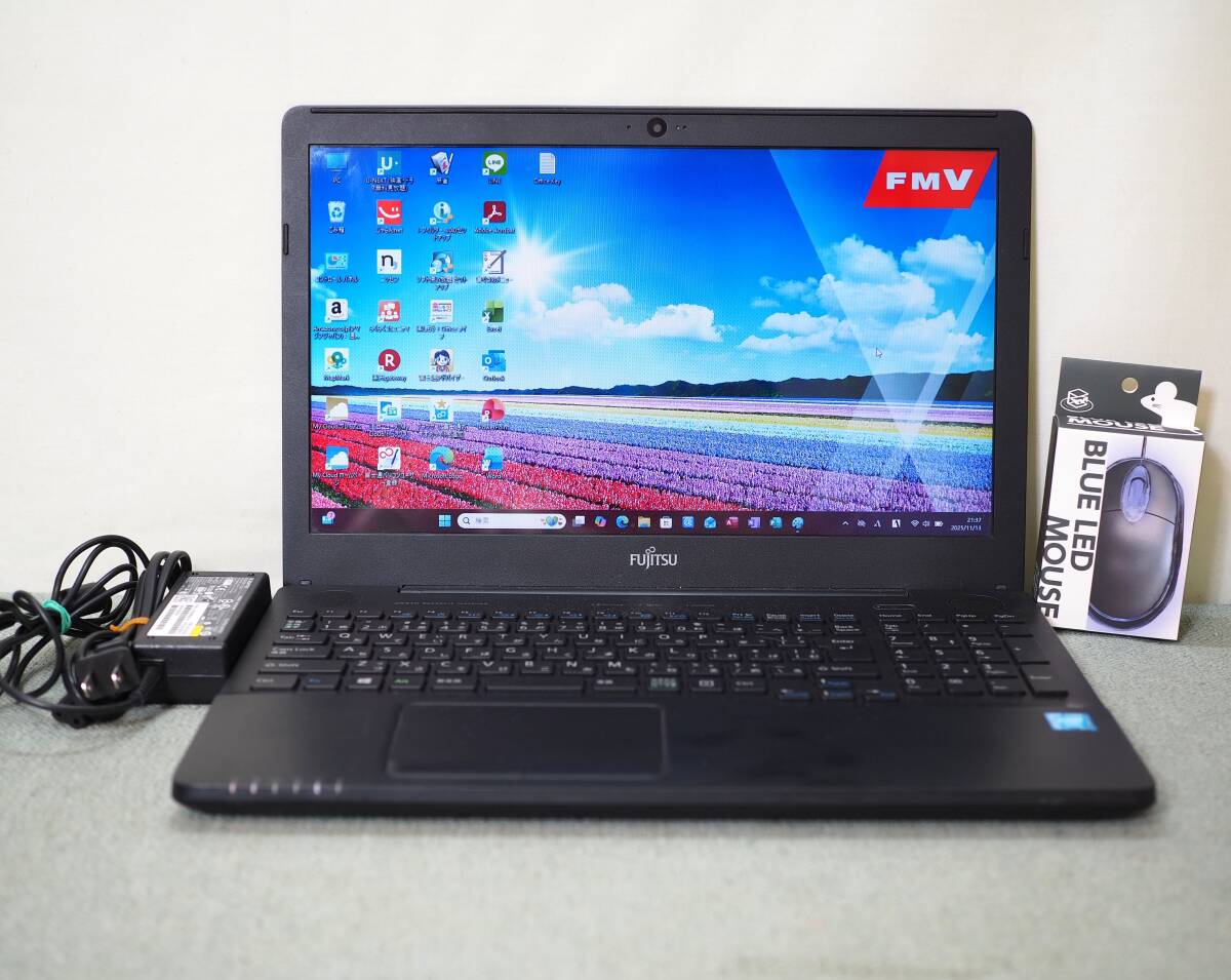 超速!高速SSD搭載/最新Windows11 25H2/オフィス2021/第6世代デュアルコア/メモリ8GB/ONKYOスピーカー/Bluetooth//FMV-AH42/Y_画像1