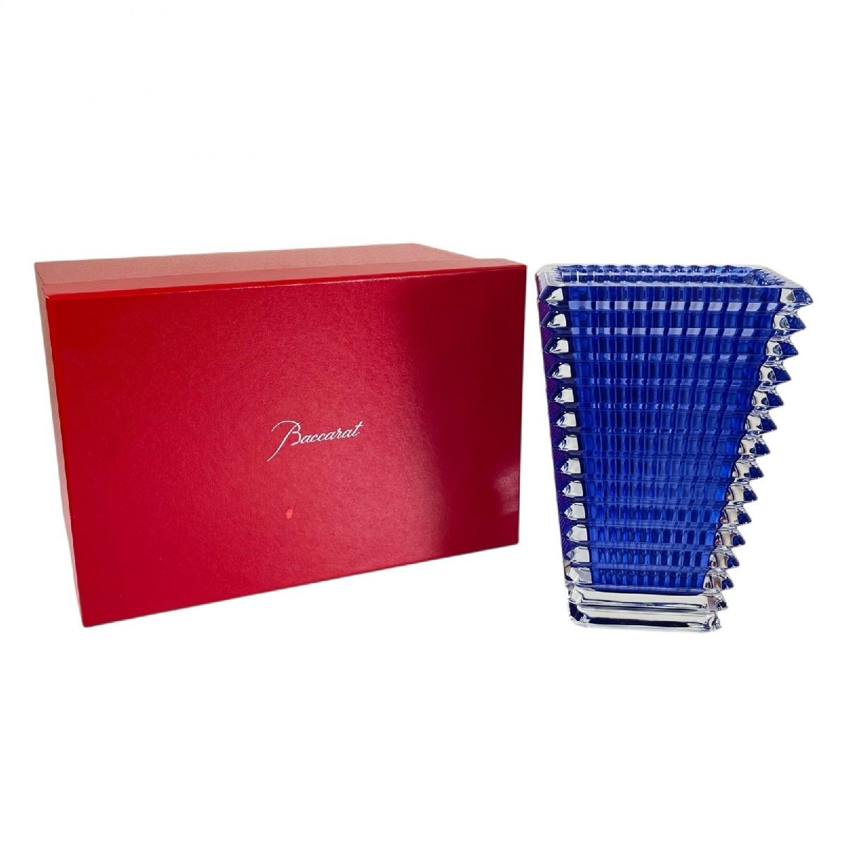 【★13-850】■中古■Baccarat　バカラ　アイ ベース スクウェア S 青 花瓶（4152）_画像1