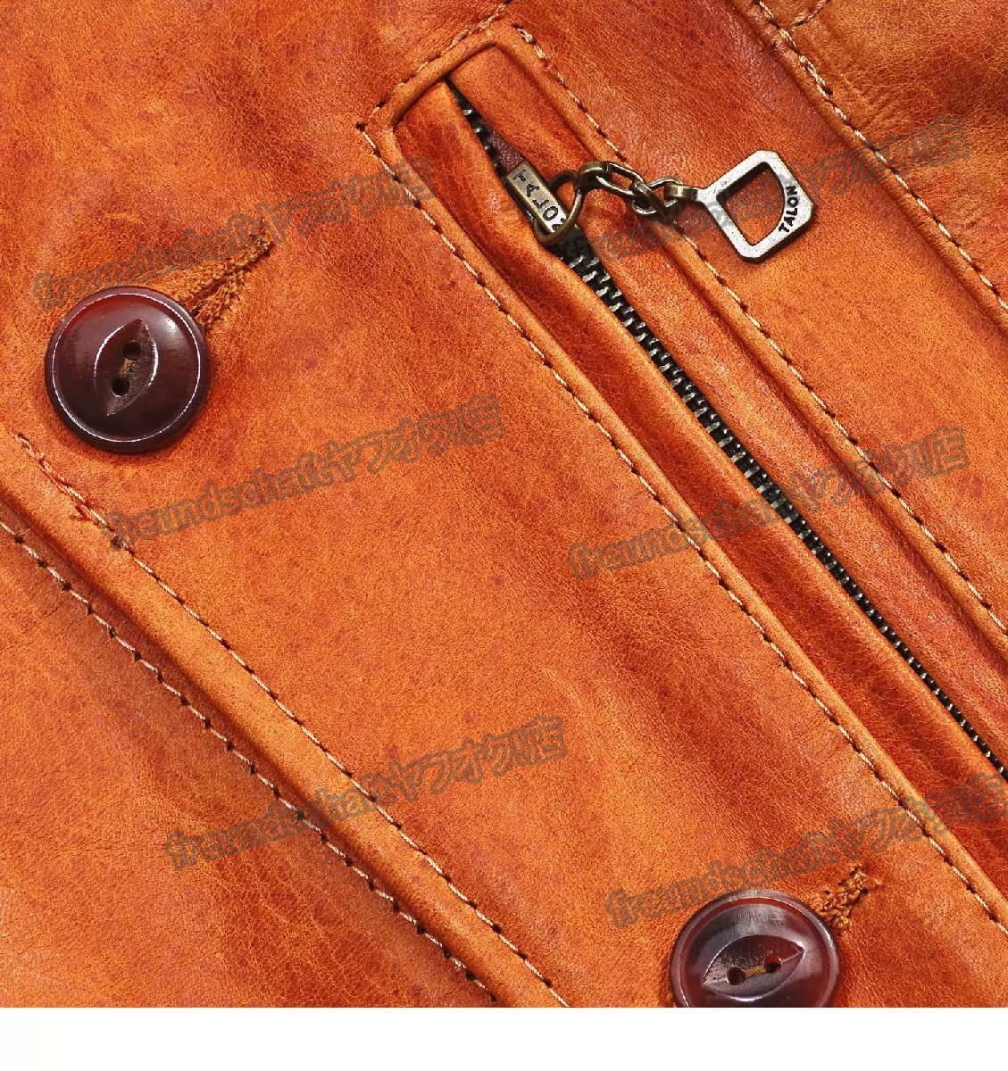 高品質 ホースレザー100％ レザージャケット 柔らか 快適 無地 オシャレ ライダース ジャケット アウター バイク用 街着 SIZE:2XL zcfz04.3_画像6