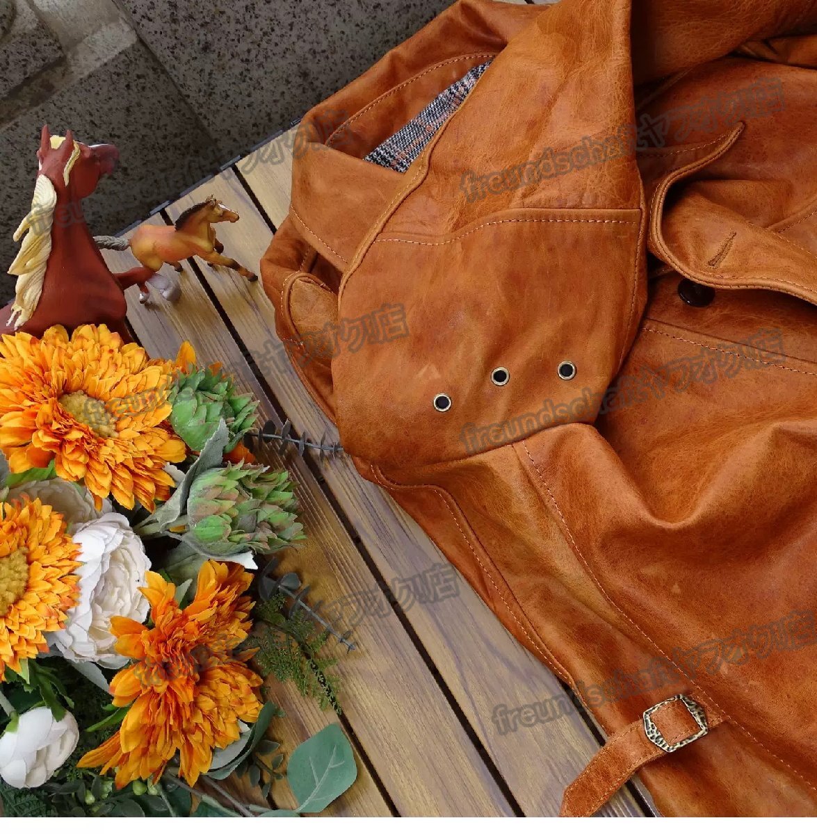 高品質 ホースレザー100％ レザージャケット 柔らか 快適 無地 オシャレ ライダース ジャケット アウター バイク用 街着 SIZE:2XL zcfz04.3_画像5