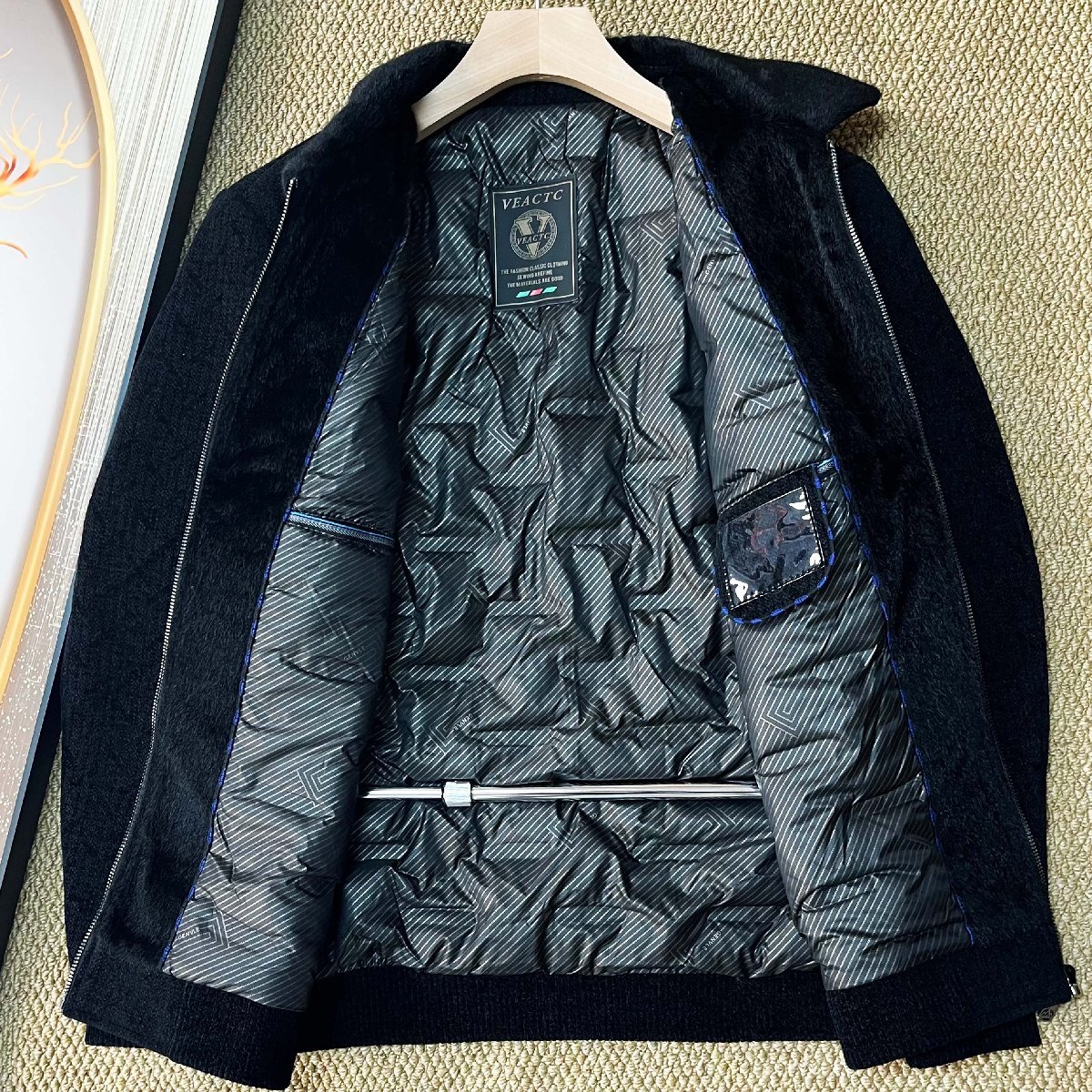 ダウンジャケット カナダ製造 定番 カシミア ダックダウン90% 厚手 ふわふわ 保温 折り襟 無地 フォーマル ブルゾン アウター 秋冬 SIZE:M_画像3