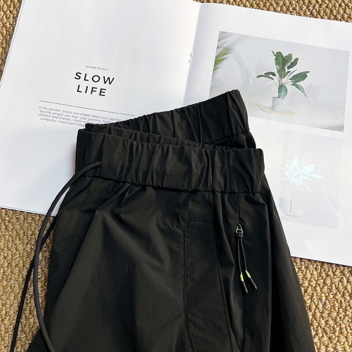 ジョガーパンツ カナダ製造 薄手 ソフト 無地 リラックス ズボン カーゴパンツ スウェットパンツ ボトムス ランニング 通勤 通学 夏 SIZE:L_画像6