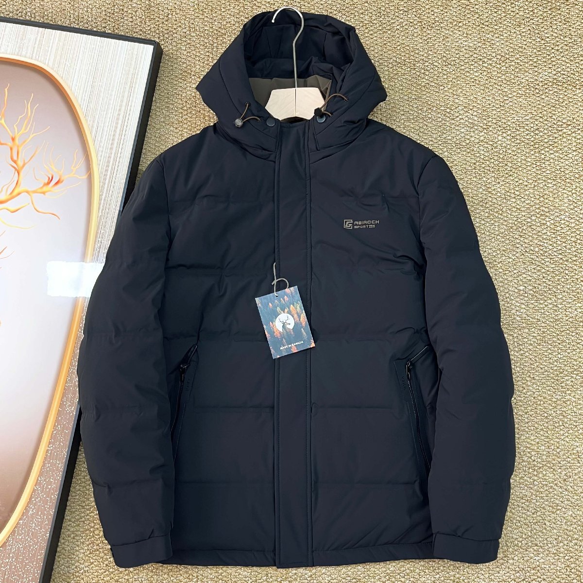 ダウンジャケット カナダ製造 ダックダウン90% 防寒 防風 快適 フード付き ブルゾン アウターコート カジュアル 普段着 通勤 秋冬 SIZE:L_画像1