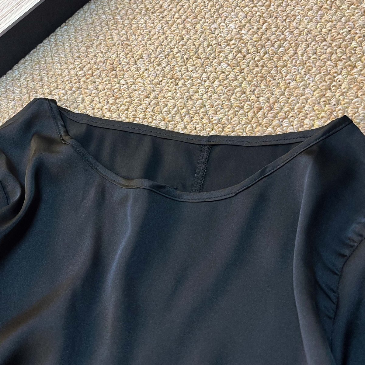 半袖 シャツ ブラウス カナダ製造 シルク混 快適 滑らか 無地 光沢感 パール 可愛い エレガント 海 旅行 トップス レディース 夏 SIZE:XL_画像4