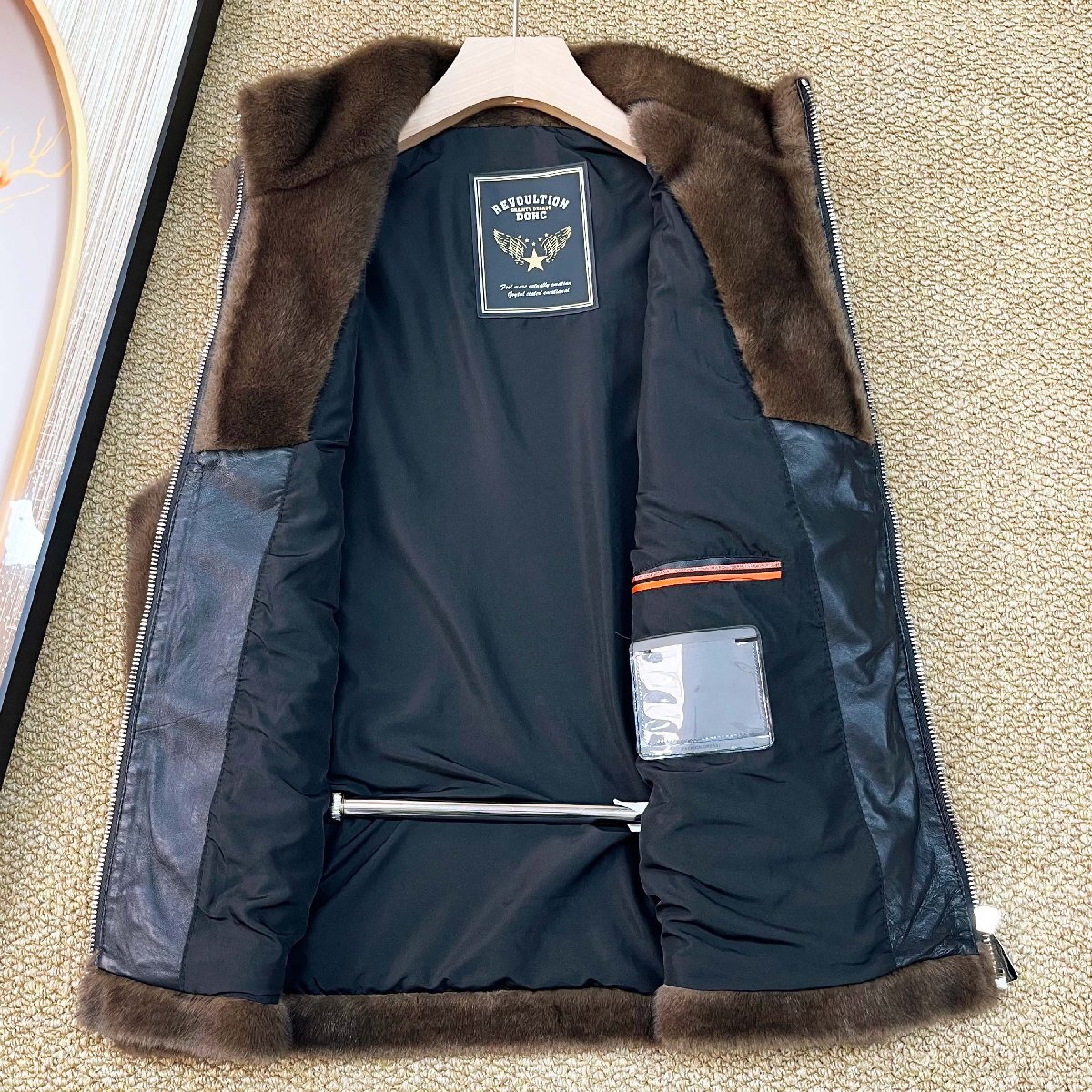 ファーベスト カナダ製造 ミンク/カシミヤ混 ふわふわ 柔らかい 人気 袖なし 毛皮ジャケット アウター ベスト カジュアル 日常 秋冬 SIZE:L_画像3