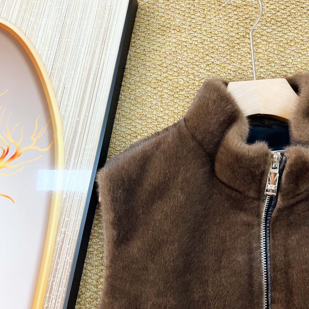 ファーベスト カナダ製造 ミンク/カシミヤ混 ふわふわ 柔らかい 人気 袖なし 毛皮ジャケット アウター ベスト カジュアル 日常 秋冬 SIZE:L_画像9