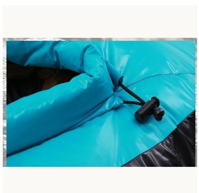 高品質 寝袋 グースダウン95% マミー型 冬用 羽毛 400T撥水加工 コンパクト アウトドア 車中泊 防災用 400g ブルー zchw0186.2_画像5