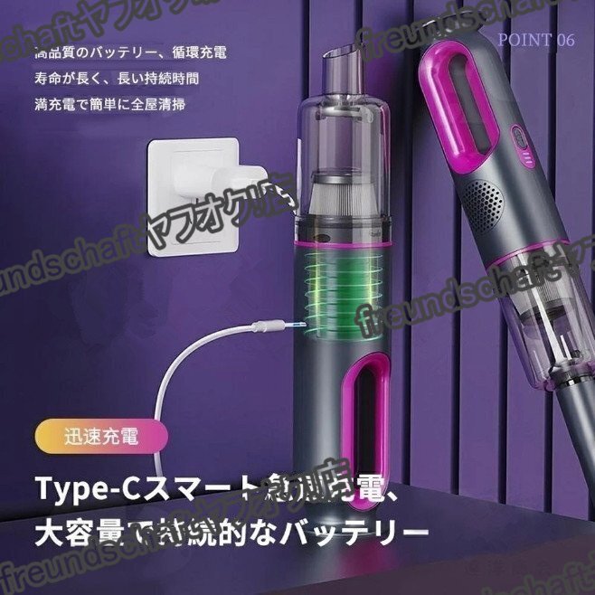 掃除機 コード式 サイクロン式 コードレス 32000pa 強力吸引力 軽量 静音 小型 ハンディー クリーナー コンパクト 家庭用 省エネ zchw0266_画像8