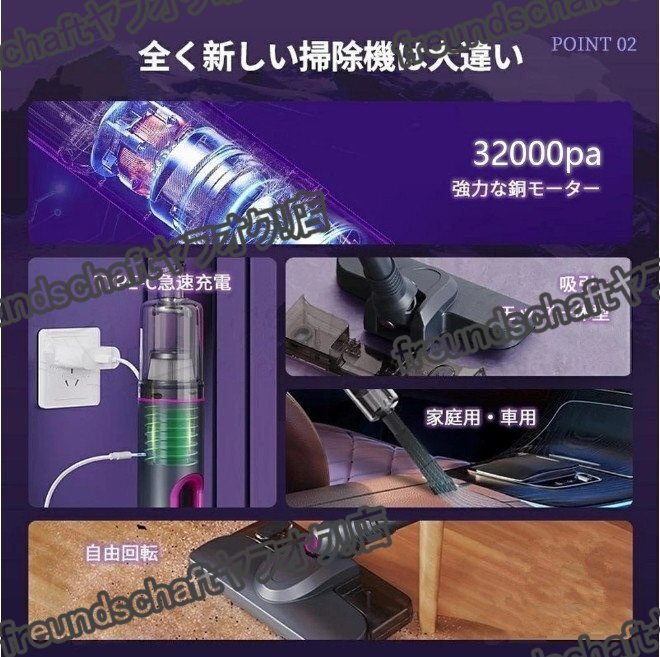 掃除機 コード式 サイクロン式 コードレス 32000pa 強力吸引力 軽量 静音 小型 ハンディー クリーナー コンパクト 家庭用 省エネ zchw0266_画像4