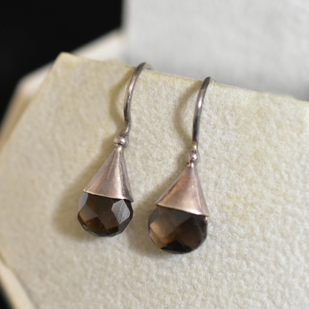 アンティーク スモーキークォーツと純銀製/Silver/シルバー刻印ピアス 本物保証_画像2