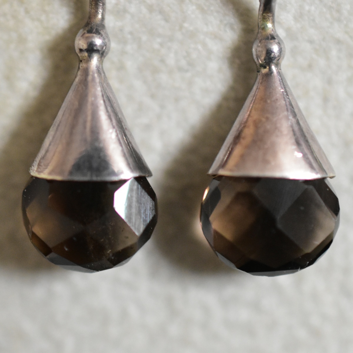 アンティーク スモーキークォーツと純銀製/Silver/シルバー刻印ピアス 本物保証_画像4