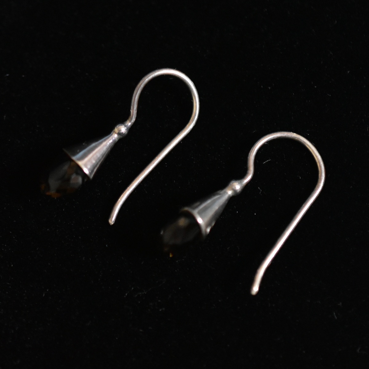 アンティーク スモーキークォーツと純銀製/Silver/シルバー刻印ピアス 本物保証_画像5