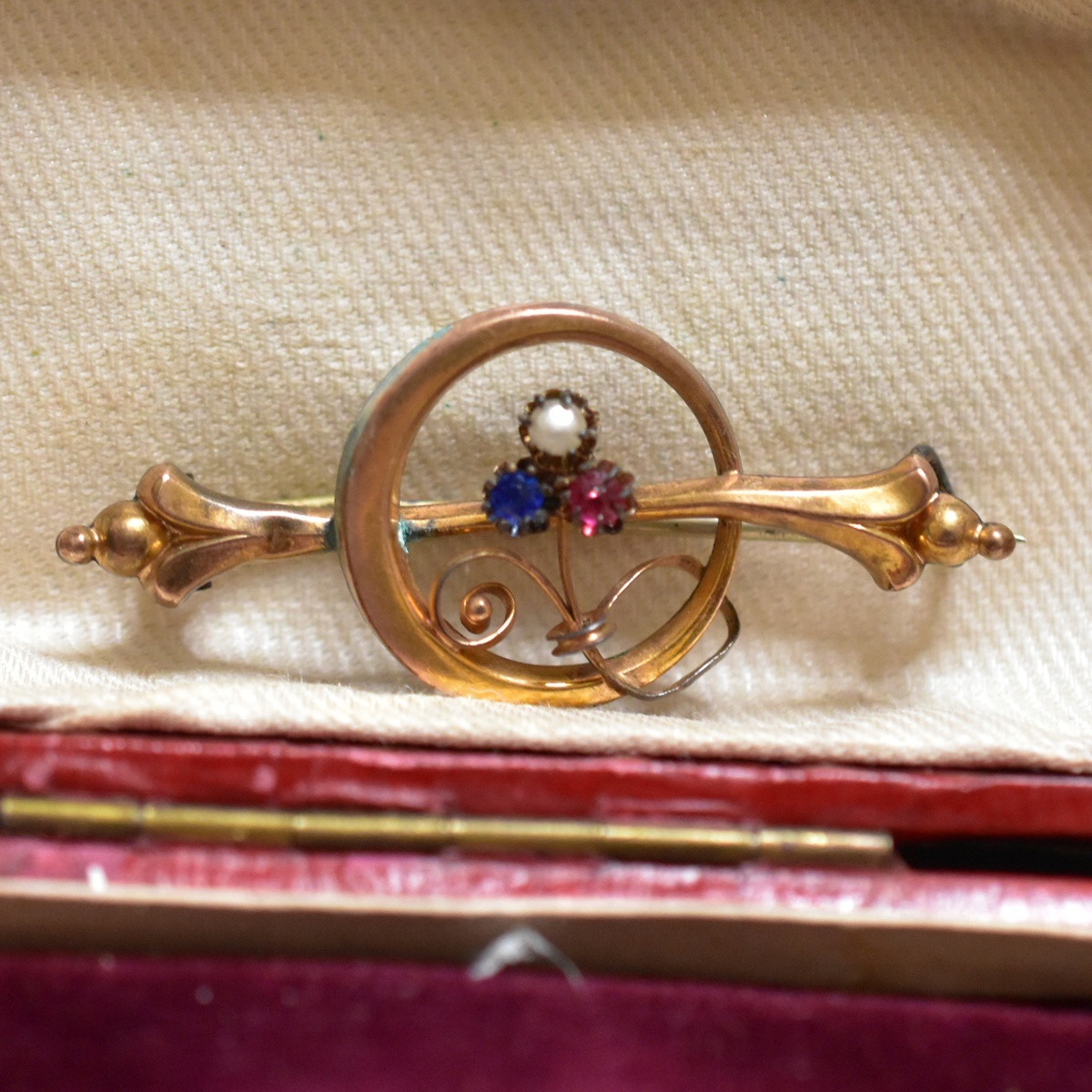  античный трехцветный цвет. старый стекло / жемчуг. clover / Shamrock GP брошь подлинный товар гарантия 