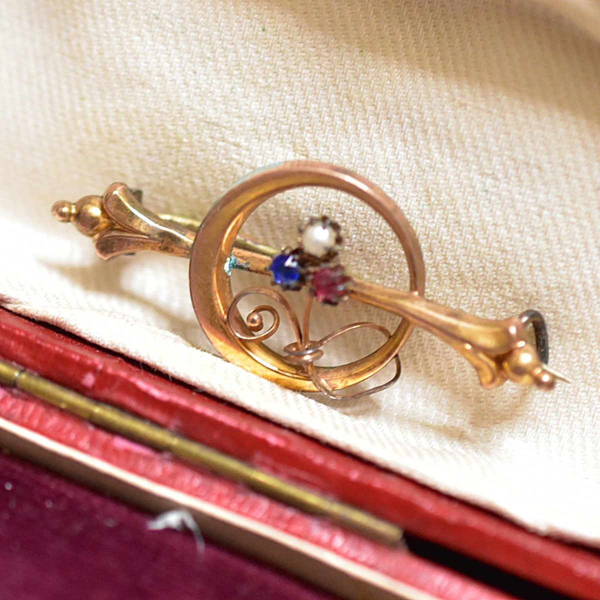  античный трехцветный цвет. старый стекло / жемчуг. clover / Shamrock GP брошь подлинный товар гарантия 