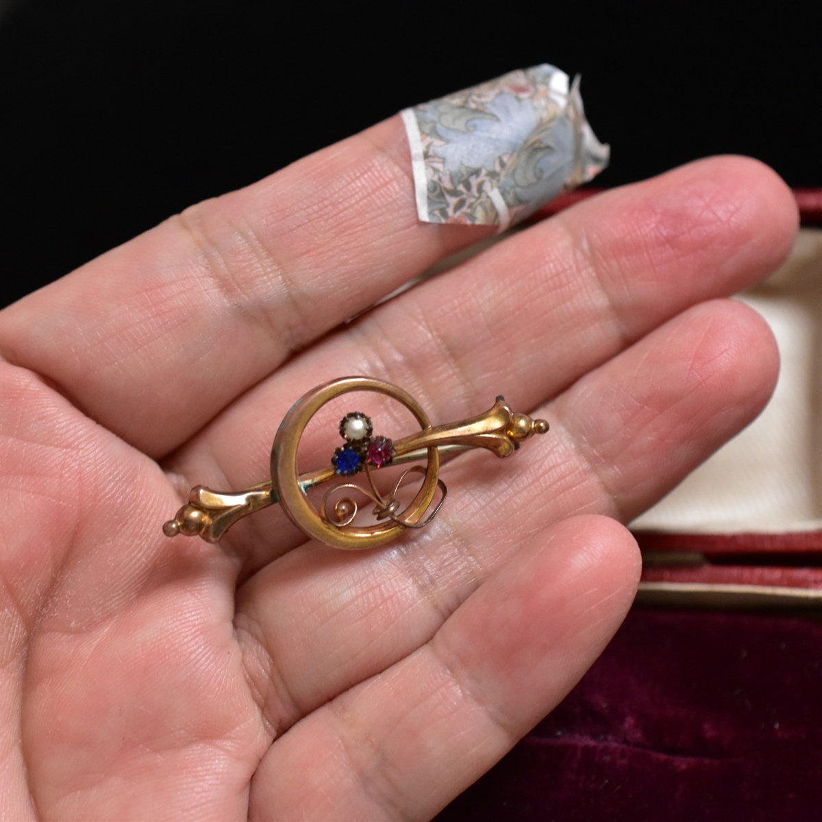  античный трехцветный цвет. старый стекло / жемчуг. clover / Shamrock GP брошь подлинный товар гарантия 