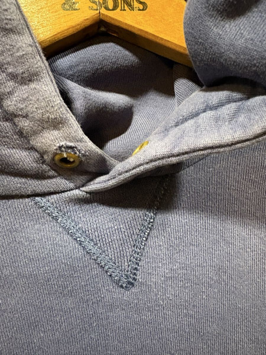 サンフェード 90s Russell ラッセル スウェット パーカー ビンテージ USA製 OLD XL 茄子紺 ネイビー Highcotton フーディ 80s_画像3