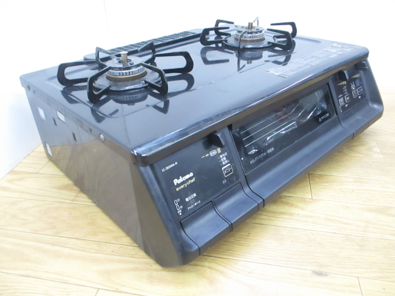 パロマ【激安】Paloma ガスコンロ LPガス用 2口 グリル付き 両面焼き水なし グリル ガステーブル ガス コンロ 都市ガス用 家電 IC-365WA-R_画像2