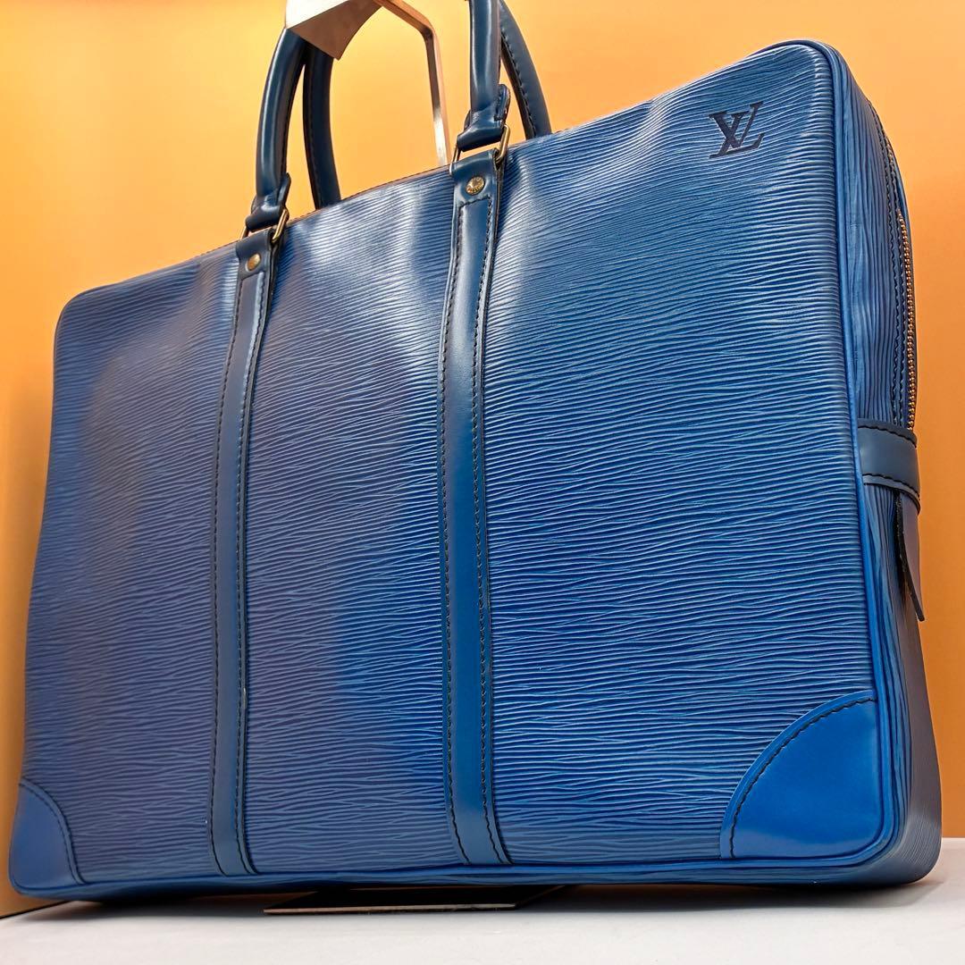 【美品】ルイヴィトン LOUIS VUITTON エピ ポルトドキュマン ブリーフケース 書類バッグ ビジネスバッグ 青 ブルー A4_画像1