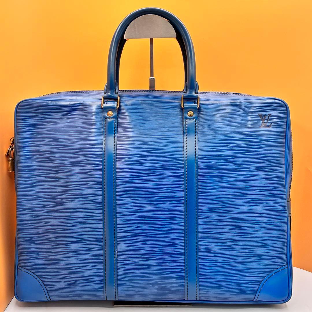 【美品】ルイヴィトン LOUIS VUITTON エピ ポルトドキュマン ブリーフケース 書類バッグ ビジネスバッグ 青 ブルー A4_画像2