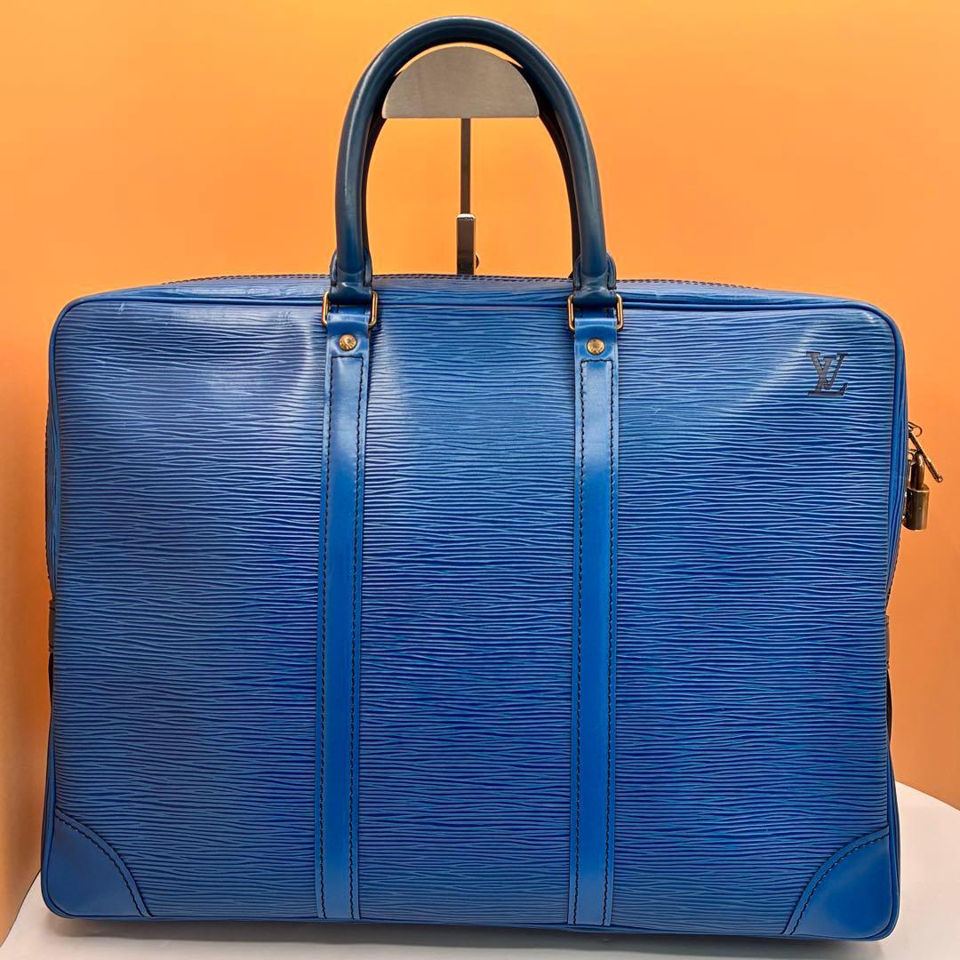【美品】ルイヴィトン LOUIS VUITTON エピ ポルトドキュマン ブリーフケース 書類バッグ ビジネスバッグ 青 ブルー A4_画像3