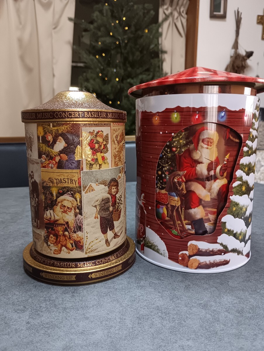 クリスマスオルゴール缶 (空き缶) サンタクロース 空き缶_画像1