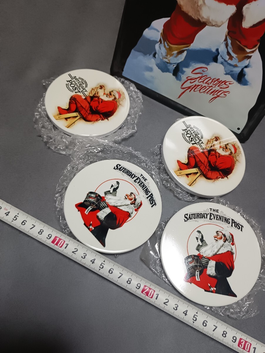 コカコーラ　クリスマス看板　ブリキ　＆　コースター クリスマス_画像2