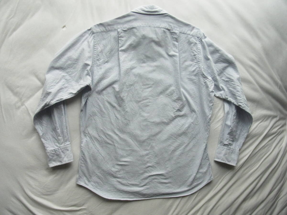 INDIVIDUALIZED SHIRTS インディビジュアライズド シャツ コットンオックス素材 トライプ柄 ラウンドカラーボタンダウンシャツ USA製_画像4