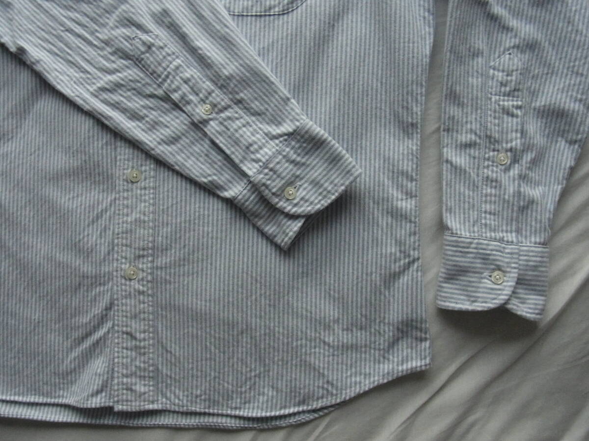 INDIVIDUALIZED SHIRTS インディビジュアライズド シャツ コットンオックス素材 トライプ柄 ラウンドカラーボタンダウンシャツ USA製_画像6