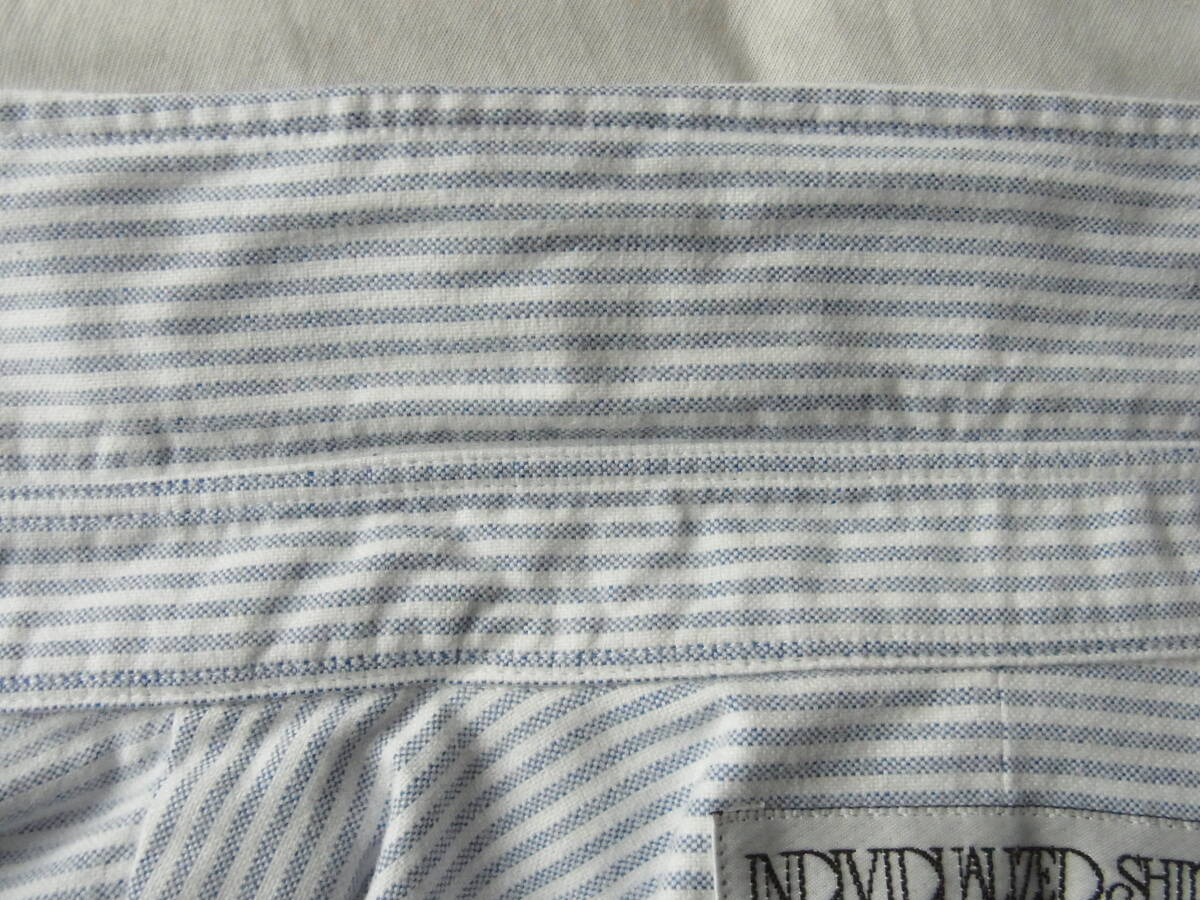 INDIVIDUALIZED SHIRTS インディビジュアライズド シャツ コットンオックス素材 トライプ柄 ラウンドカラーボタンダウンシャツ USA製_画像8