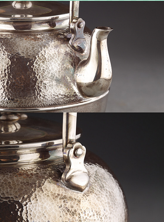 一望齋造 春江 純銀望月形湯沸 共箱 銀瓶 煎茶道具_画像5