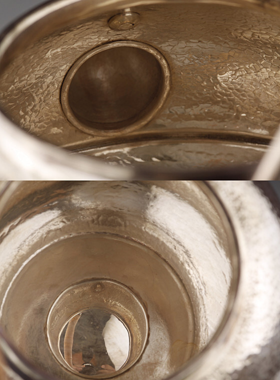 一望齋造 春江 純銀望月形湯沸 共箱 銀瓶 煎茶道具_画像7