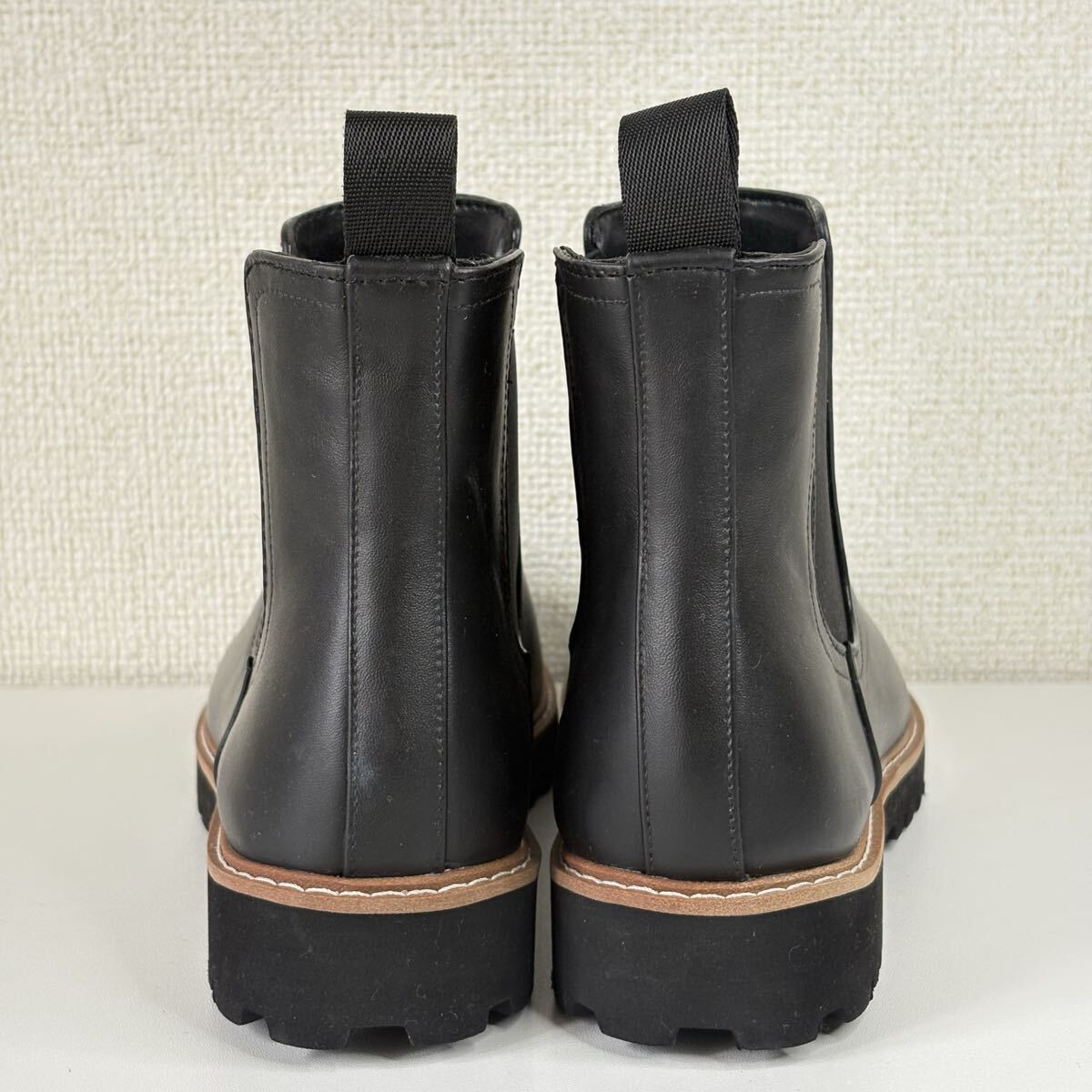 ing イング　M 23.5cm サイドゴアブーツ　ショートブーツ　ブラック　黒　レザーブーツ　トラックソール　厚底　晴雨兼用_画像4
