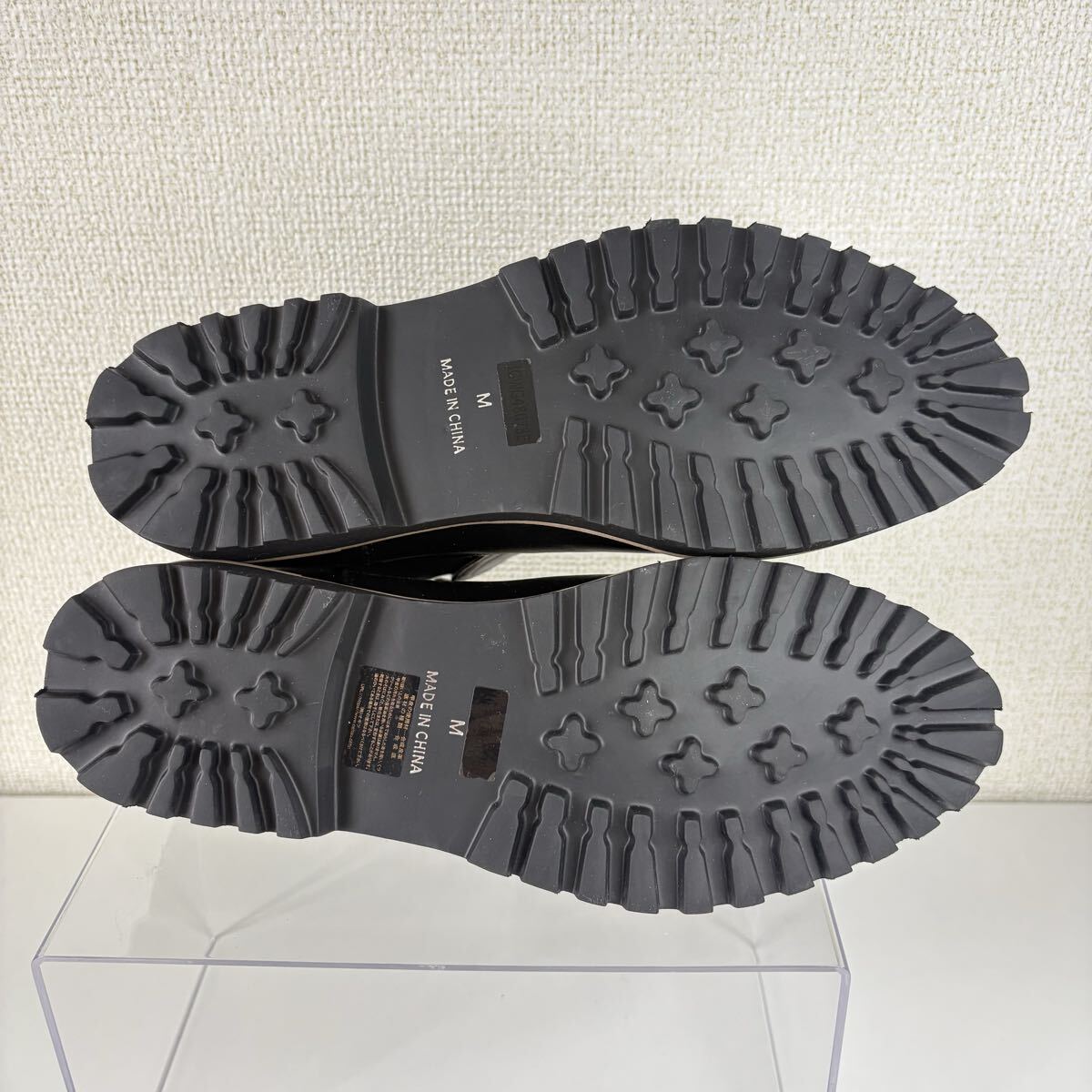 ing イング　M 23.5cm サイドゴアブーツ　ショートブーツ　ブラック　黒　レザーブーツ　トラックソール　厚底　晴雨兼用_画像8