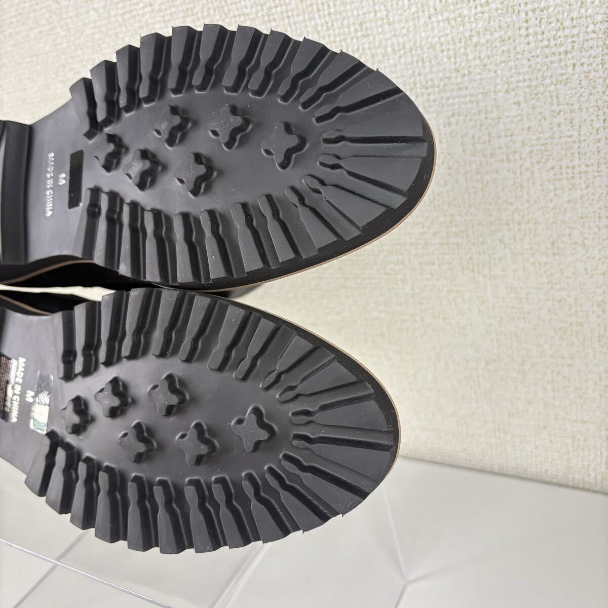 ing イング　M 23.5cm サイドゴアブーツ　ショートブーツ　ブラック　黒　レザーブーツ　トラックソール　厚底　晴雨兼用_画像10