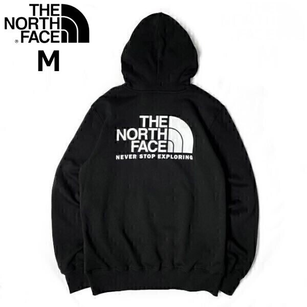 1円～!売切!【正規新品】THE NORTH FACE◆THROWBACK HOODIE パーカー スウェット US限定 男女兼用 ビッグロゴ アウトドア(M)黒 181130-30_画像1