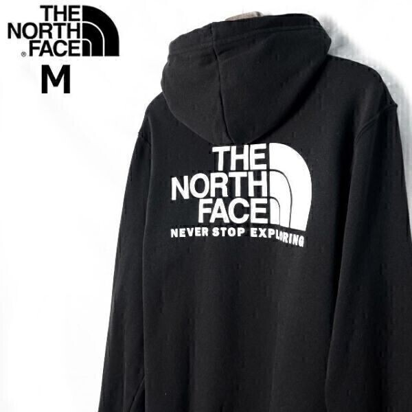 1円～!売切!【正規新品】THE NORTH FACE◆THROWBACK HOODIE パーカー スウェット US限定 男女兼用 ビッグロゴ アウトドア(M)黒 181130-30_画像2