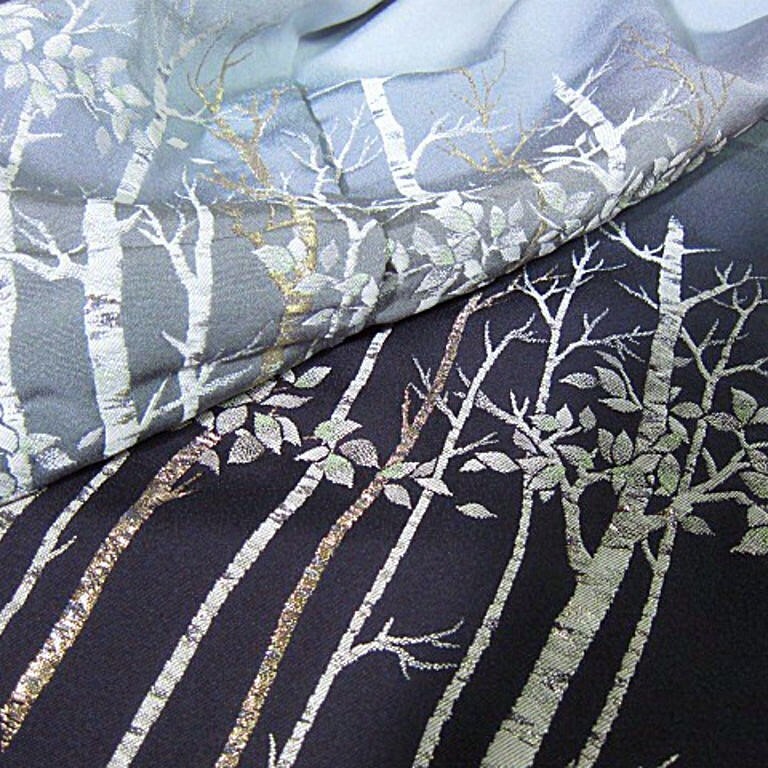 上質な逸品　新品未仕立　豪華作品　正絹　縫い取り訪問着（八掛付）白樺_画像4