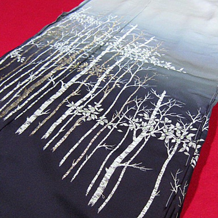 上質な逸品　新品未仕立　豪華作品　正絹　縫い取り訪問着（八掛付）白樺_画像6