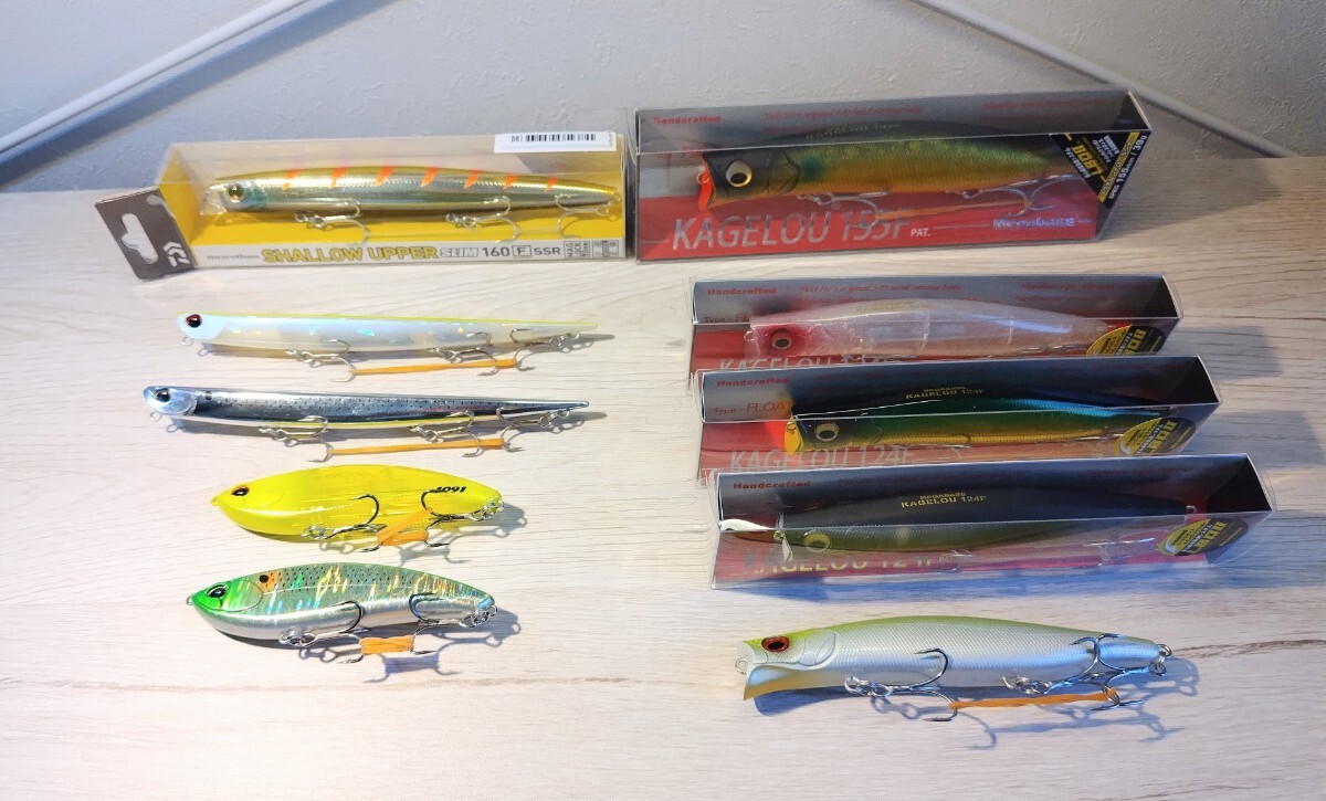 Megabass メガバス カゲロウ 155F 124F morethan モアザン シャローアッパー160F slim DUO マニック155 バルク95F 未使用含む計10本 _画像1