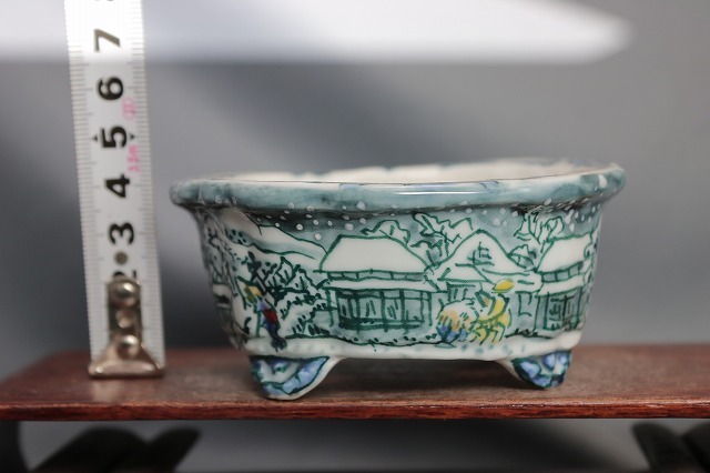 ★★陶翆庵　盆栽鉢【 陶 翠 】「 東海道五十三次 蒲 原 」 「白磁外縁雲脚縁付輪花鉢」（手工品）の出品 です_画像6