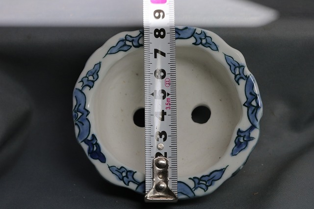 ★★陶翆庵　盆栽鉢【 陶 翠 】「 東海道五十三次 蒲 原 」 「白磁外縁雲脚縁付輪花鉢」（手工品）の出品 です_画像8