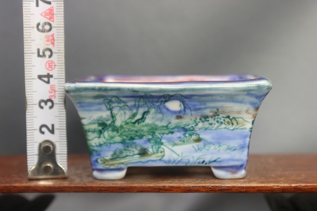 ★★陶翆庵　盆栽鉢【 陶 翠 】「白磁 中仙道 洗 馬」 「白磁外縁反形縁付段脚長方鉢」 （窯変）_画像6