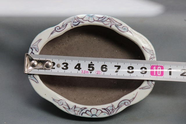 ★★　陶翠庵　盆栽鉢【陶 翠】 「彩色狐の嫁入り絵図 」 「外縁下帯段脚木瓜鉢」_画像7