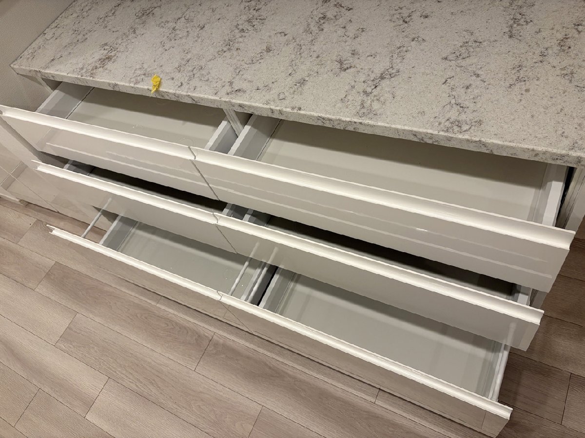 29142■タカラスタンダード カップボード バックキャビネット収納 W1500 高級人造大理石天板■展示品/取り外し品/未使用品_画像6